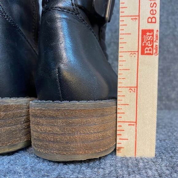 Lucky Brand Black Dunes Leather Buckle Booties Moto Boots Womens 6 - Picture 8 of 9